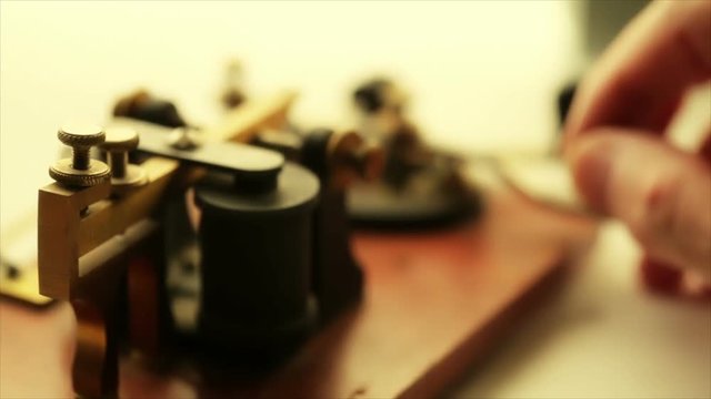 shallow DOF of a telegraph sending morse code