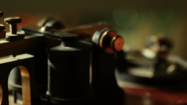 shallow DOF of a telegraph sending morse code