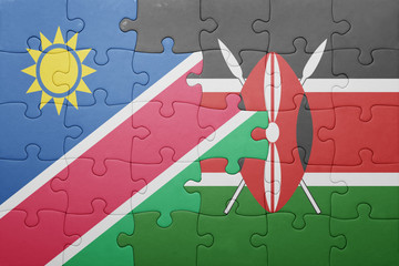 puzzle with the national flag of kenya and namibia.