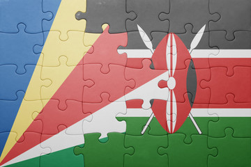 puzzle with the national flag of kenya and seychelles.