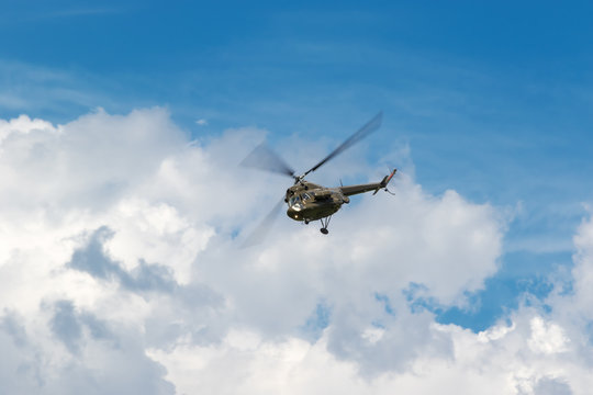Military helicopter in the sky