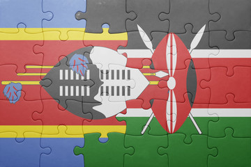 puzzle with the national flag of kenya and swaziland.
