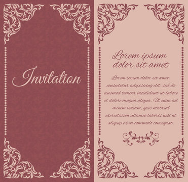 Elegant invitation layout with vintage frames. There is a place for text