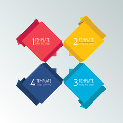 Four step chart, template, scheme, tab. Infographic square graphic.