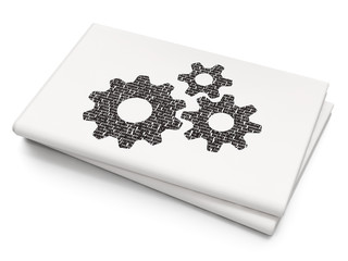 Business concept: Gears on Blank Newspaper background