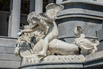 Pallas Athena fountain near Parliament Building. Vienna, Austria