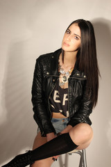 women sitting studio posing beauty