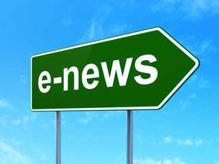 News concept: E-news on road sign background