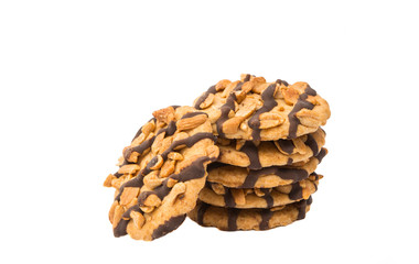 cookies with chocolate and nuts isolated