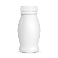 White Yogurt Milk Plastic Bottle. Illustration Isolated On White Background. Mock Up Template Ready For Your Design. Vector EPS10