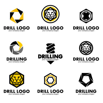 Set of logos for the tool, drill bit, drilling