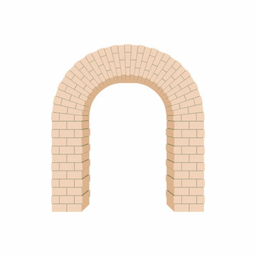 Arch of bricks icon, cartoon style
