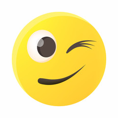 Eyewink emoticon icon, cartoon style