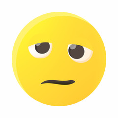Confused emoticon icon, cartoon style