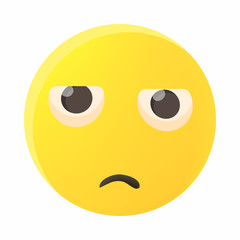 Sad emoticon icon, cartoon style