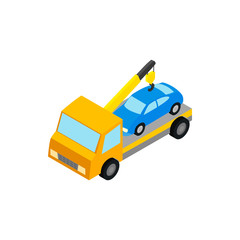 Tow truck hauls car to penalty parking icon