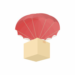 Humanitarian aid in a box with a parachute icon