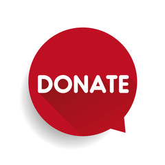 Donate label bubble vector red