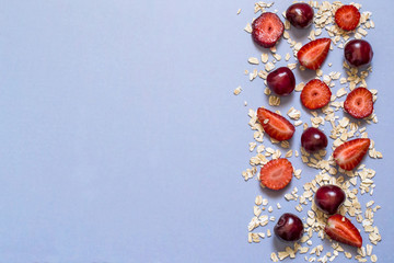 Oat flakes with strawberry and cherry
