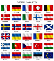 Set di bandiere europee vettoriali