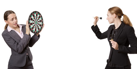 business woman target practice