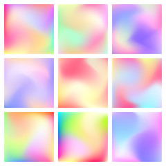 Abstract blur gradient backgrounds set with trend pastel pink, purple, violet, orange, green and blue colors for deign concepts, wallpapers, business presentations, web and prints. Vector illustration - 111629639