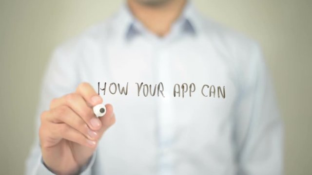 How Your App Can Turn A Profit ? , man writing on transparent screen