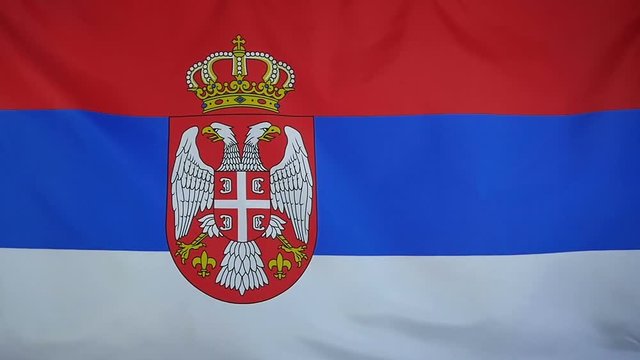 Slowmotion real textile Flag of Serbia
