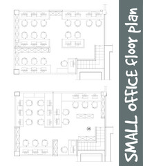 Standard office furniture symbols on floor plans