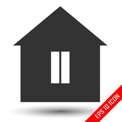 Home icon. House flat logo with pause symbol.