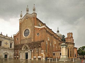 Fototapeta na wymiar Basilica di San Giovanni e Paolo - San Zanipolo cathedral in Venice. Region Veneto. Italy