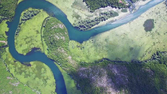 Canyon of river Crnojevica, Montenegro, aerial view.