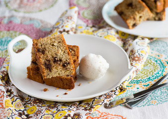 Homemade banana cake with chocolate chips
