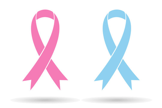 Pink blue ribbons, aids awareness symbol, isolated on white background, stylish vector illustration