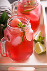 Watermelon and lime lemonade