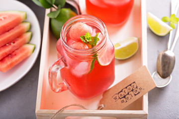 Watermelon and lime lemonade