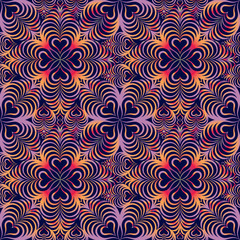 Abstract floral geometric seamless pattern. Swirl line ornament 