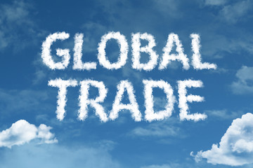 Fototapeta premium Global Trade chmura słowo z błękitnego nieba