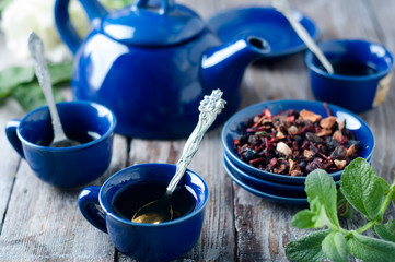 Blue cup of tea.
