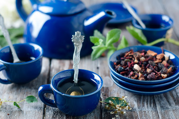Blue cup of tea.