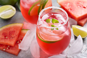 Watermelon cocktail with lime