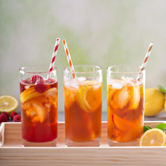 Iced tea variety in tall glasses