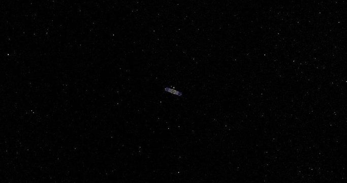 Flyby of Maven spacecraft as it travels through empty space. Data: NASA/JPL.