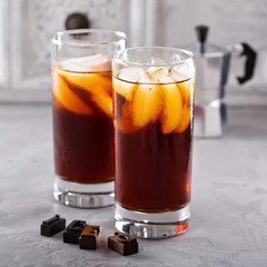 Iced coffee in tall glasses