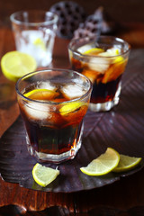 Glass of cola with ice