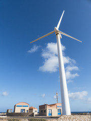 Wind turbine for osmosis ocean water treatment.