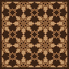 Fototapeta premium Arabesque Decorative Brown Wooden Tile Pattern