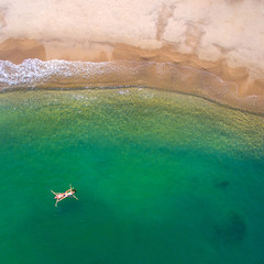 People on the beach by aerial view