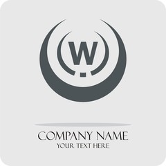 Vector graphic elegant design font W with sample text 