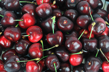 close up on cherries background